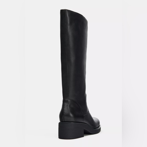 NWT ZARA REAL LEATHER Moto Boots Rounded Square Toe Water Repellent Size 8/38 - Picture 9 of 14
